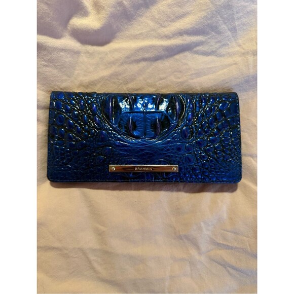 Brahmin Handbags - Brahmin Melbourne Ady Bifold Wallet Neptune Blue Croc Embossed Genuine Leather
